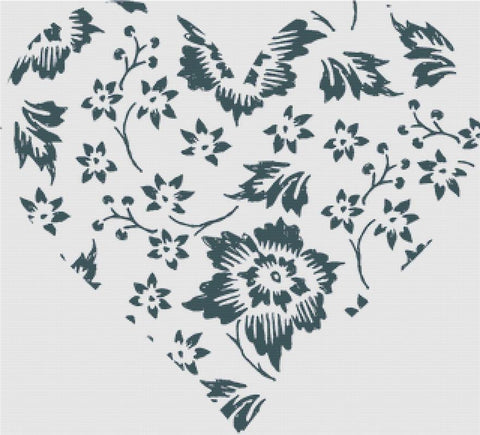 Blue Inspiration Heart - X Squared Cross Stitch