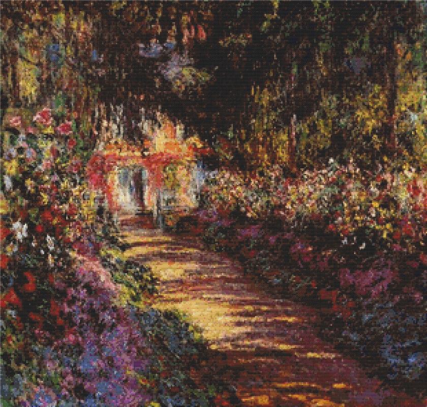 Pathway In Monet's Garden At Giverny - X Squared Cross Stitch
