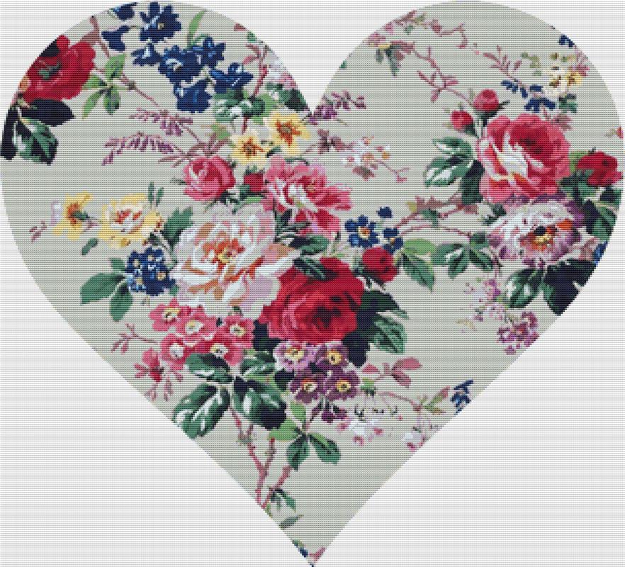Beautiful Vintage Roses Heart - X Squared Cross Stitch