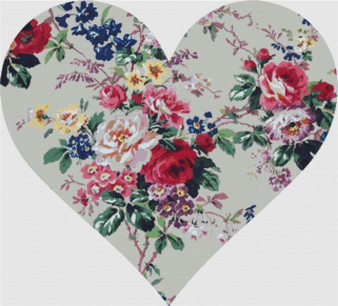 Beautiful Vintage Roses Heart - X Squared Cross Stitch