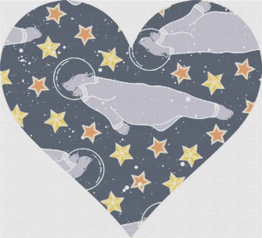 Space Polar Bear Heart - X Squared Cross Stitch