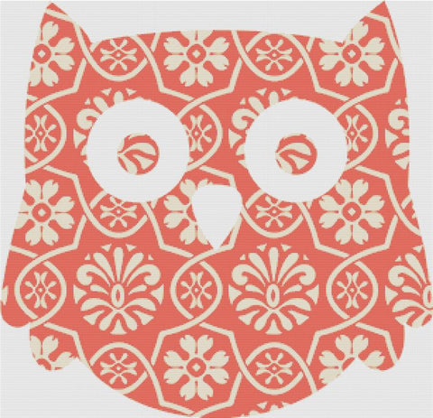Orange Floral Owl - X Squared Cross Stitch