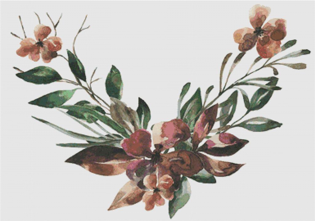 Muted Floral Motif - X Squared Cross Stitch