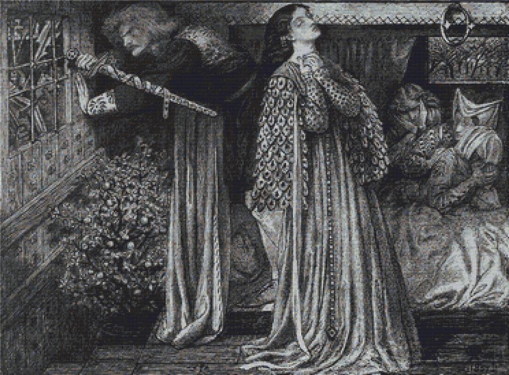 Sir Launcelot In The Queen's Chamber - X Squared Cross Stitch