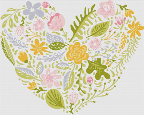 Spring Floral Heart - X Squared Cross Stitch