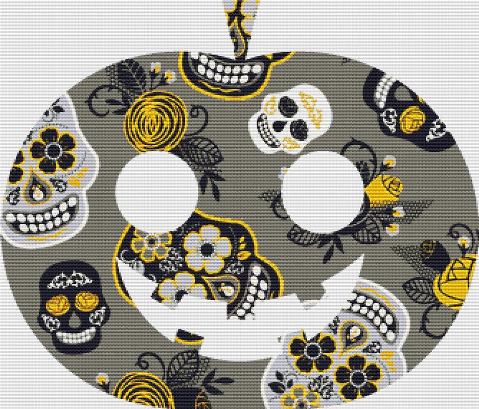 Grey Sugar Skull Jack-O-Lantern - X Squared Cross Stitch