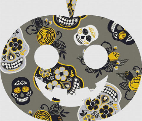 Grey Sugar Skull Jack-O-Lantern - X Squared Cross Stitch