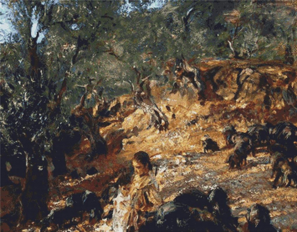 Ilex Wood At Majorca With Blue Pigs - X Squared Cross Stitch