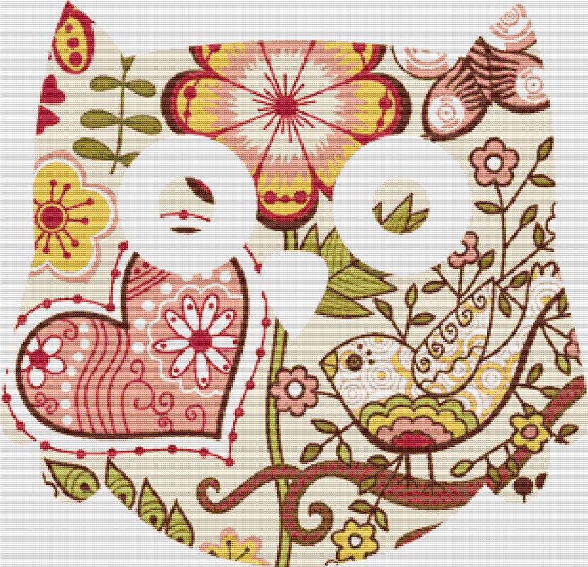 Summer Bird Owl - X Squared Cross Stitch