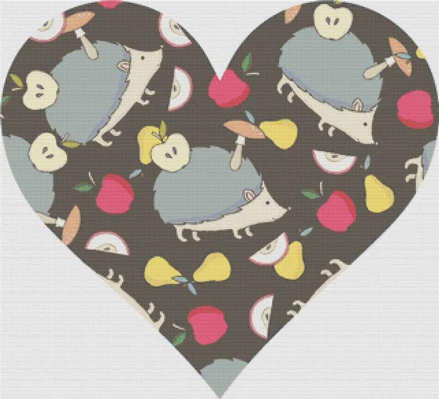 Autumn Hedgehog Heart - X Squared Cross Stitch