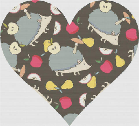 Autumn Hedgehog Heart - X Squared Cross Stitch