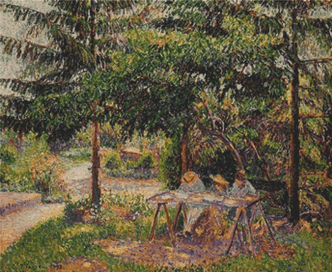 Children In A Garden At Eragny - X Squared Cross Stitch