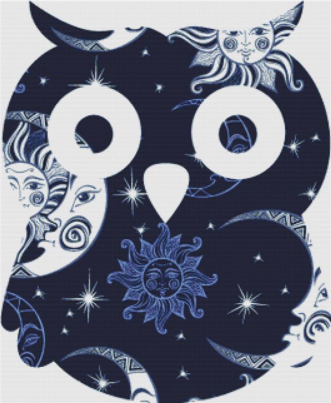 Sun And Moon Owl I - X Squared Cross Stitch