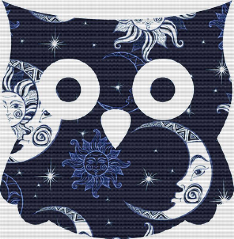 Sun And Moon Owl II - X Squared Cross Stitch
