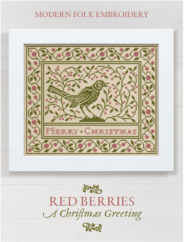 Red Berries: A Christmas Greeting - Modern Folk Embroidery