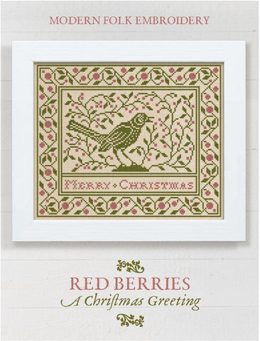 Red Berries: A Christmas Greeting - Modern Folk Embroidery
