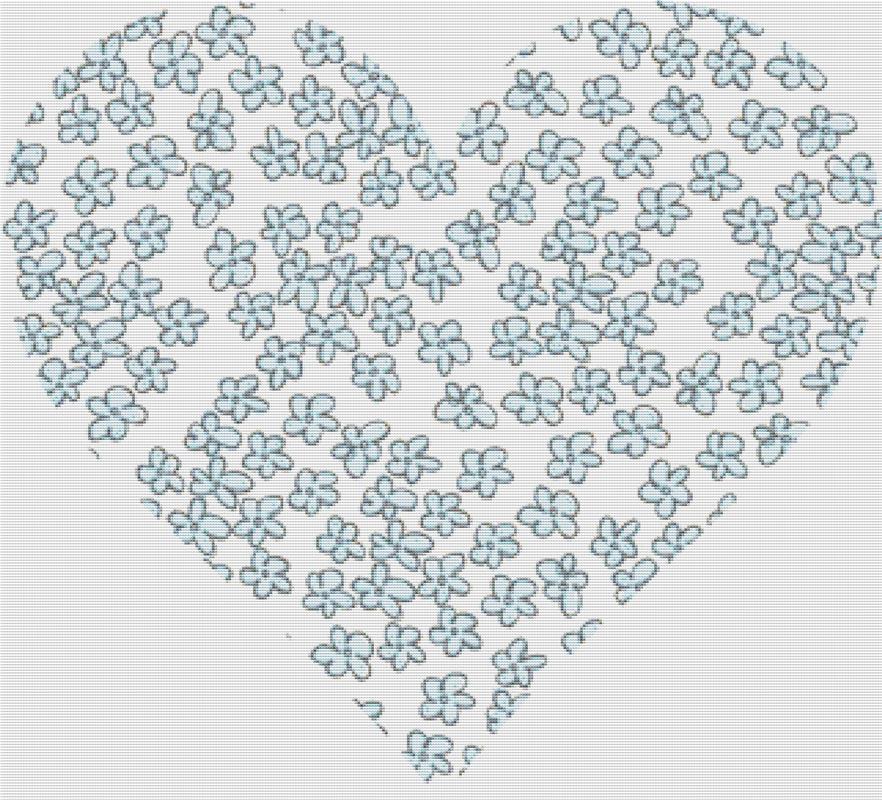 Floral Party Heart - X Squared Cross Stitch