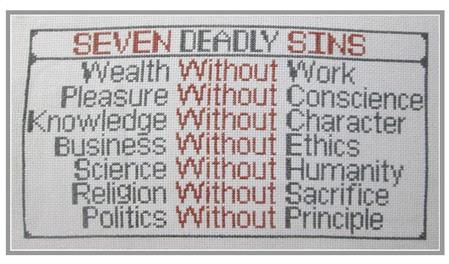 Gandhi's Seven Sins - Stitcherhood