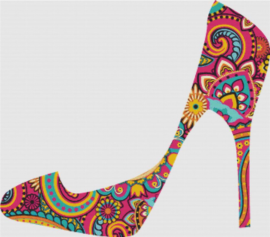 Pink Paisley Shoe - X Squared Cross Stitch
