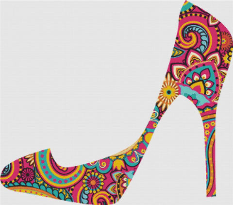 Pink Paisley Shoe - X Squared Cross Stitch