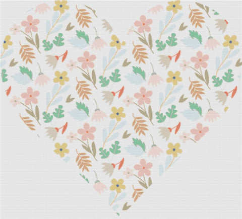 Pastel Flower Heart - X Squared Cross Stitch