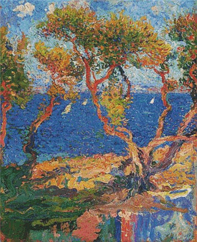 Olive Trees By The Sea - X Squared Cross Stitch