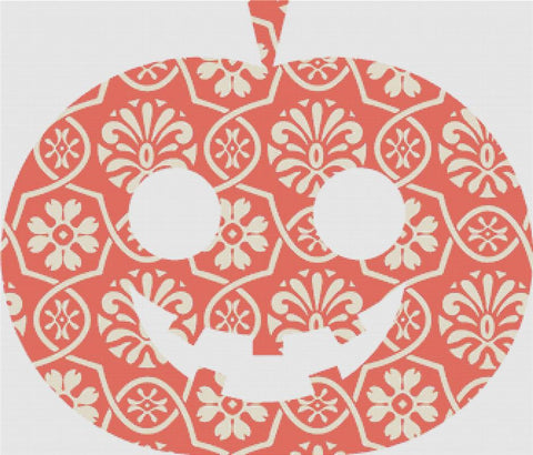 Orange Floral Jack-O-Lantern - X Squared Cross Stitch
