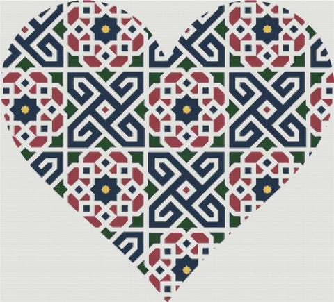 Moroccan Geometric Heart - X Squared Cross Stitch