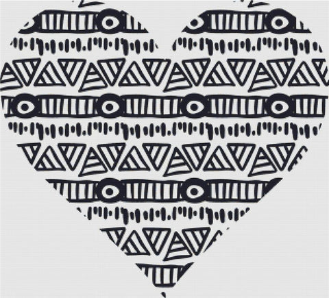 Monochromatic Aztec Heart - X Squared Cross Stitch