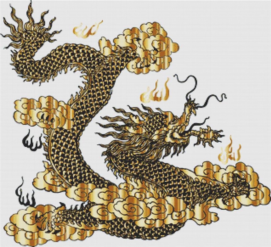 Gold Dragon - X Squared Cross Stitch