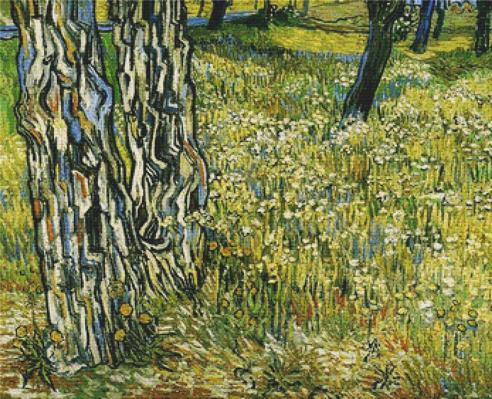 Tree Trunks In The Grass - X Squared Cross Stitch