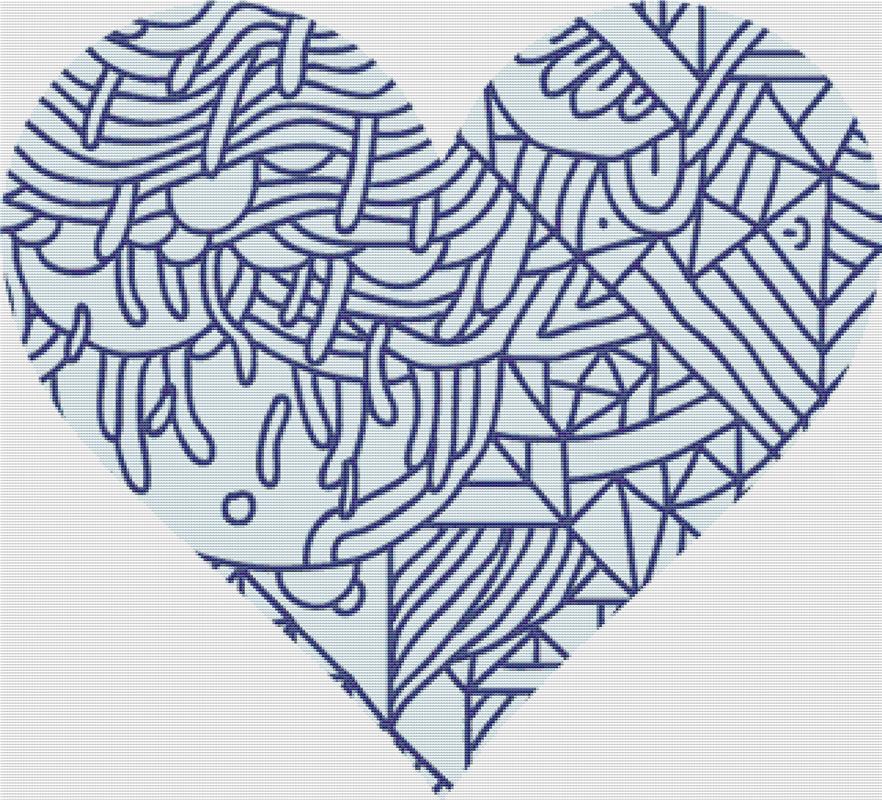 Blue Abstract Heart - X Squared Cross Stitch