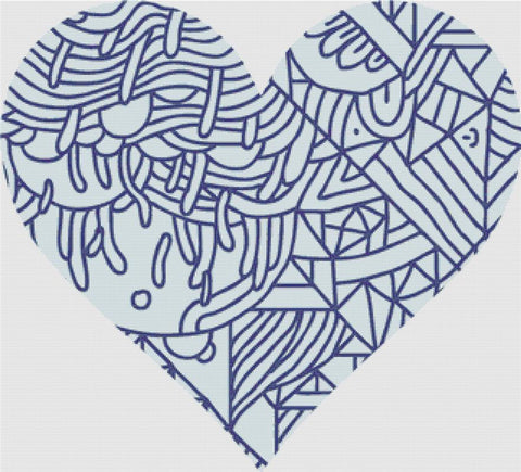 Blue Abstract Heart - X Squared Cross Stitch