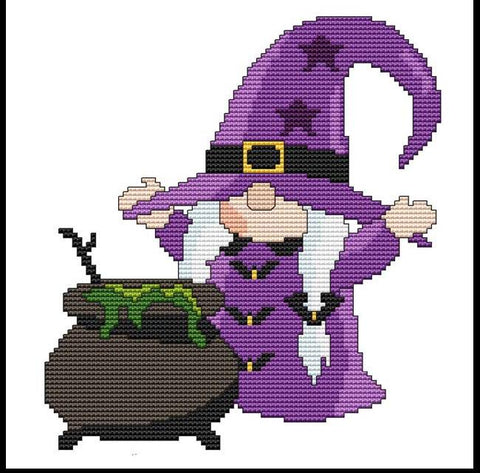 Halloween Gnome: Cauldron - Cross Stitch Wonders