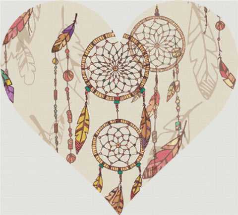 Bohemian Dream Catcher Heart - X Squared Cross Stitch