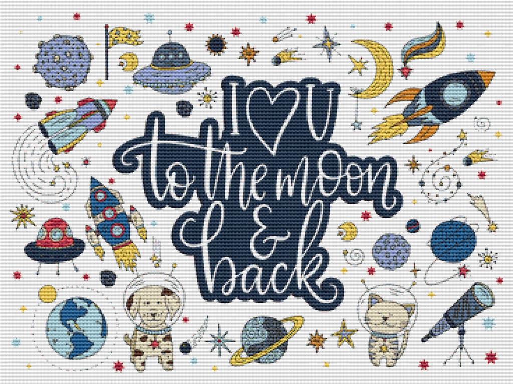 To the Moon And Back - X Squared Cross Stitch