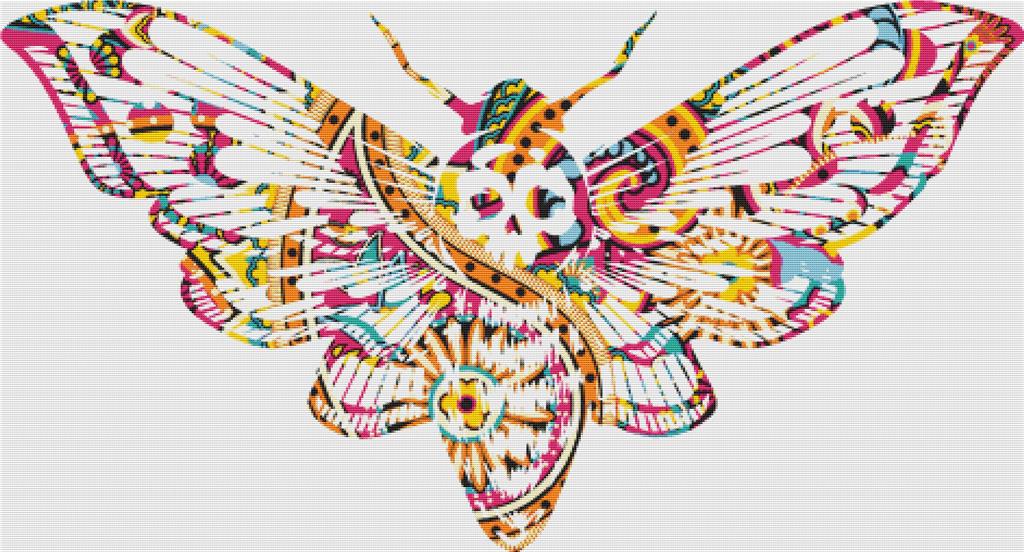 Pink Paisley Moth - X Squared Cross Stitch