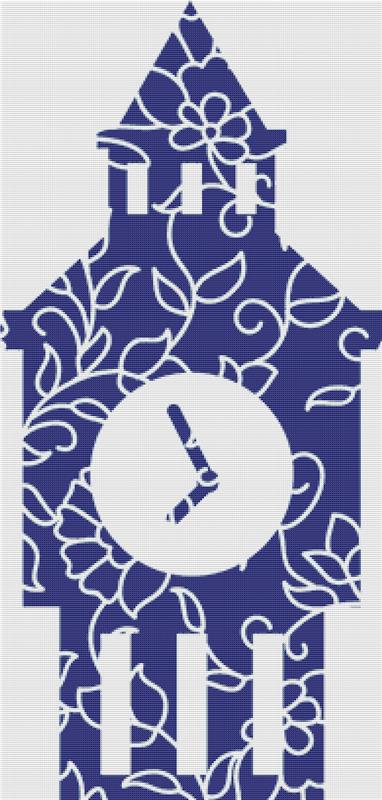 Blue Floral Big Ben - X Squared Cross Stitch