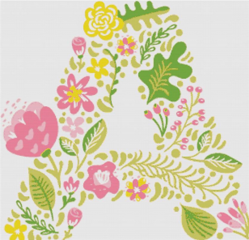Floral Letter A - X Squared Cross Stitch