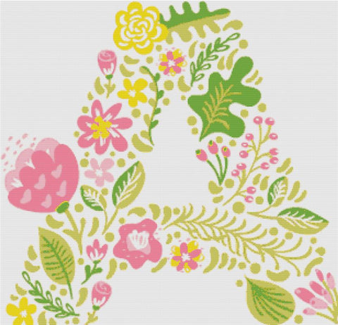 Floral Letter A - X Squared Cross Stitch