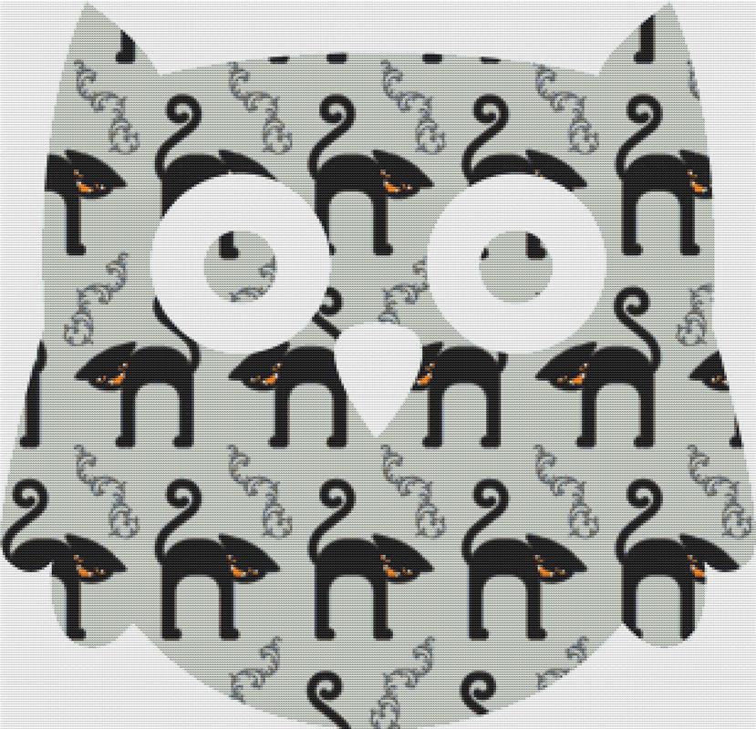 Halloween Cat Owl - X Squared Cross Stitch