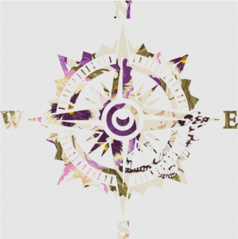 Vintage Pansies: Compass - X Squared Cross Stitch