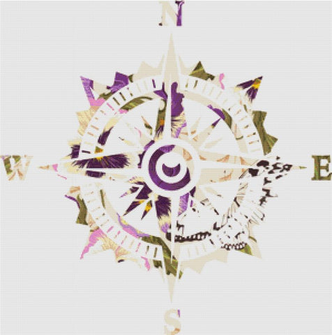 Vintage Pansies: Compass - X Squared Cross Stitch