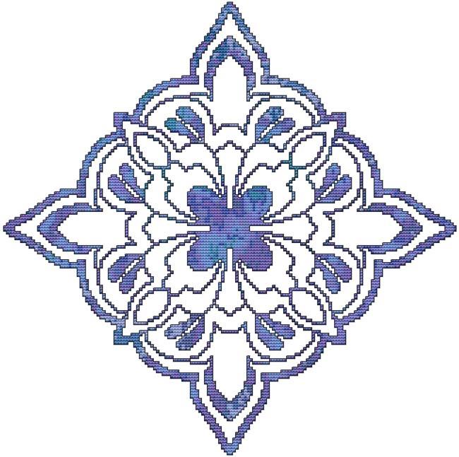 Blue Decorative Quilt Block 01 - Cross Stitch Wonders