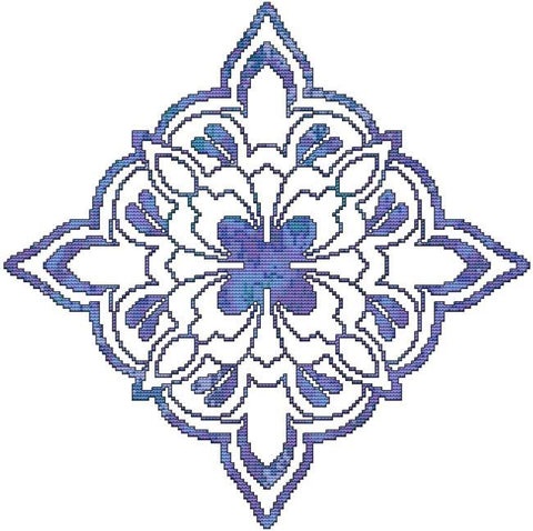 Blue Decorative Quilt Block 01 - Cross Stitch Wonders