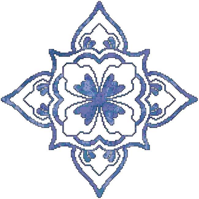 Blue Decorative Quilt Block 02 - Cross Stitch Wonders