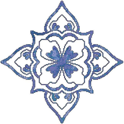 Blue Decorative Quilt Block 02 - Cross Stitch Wonders