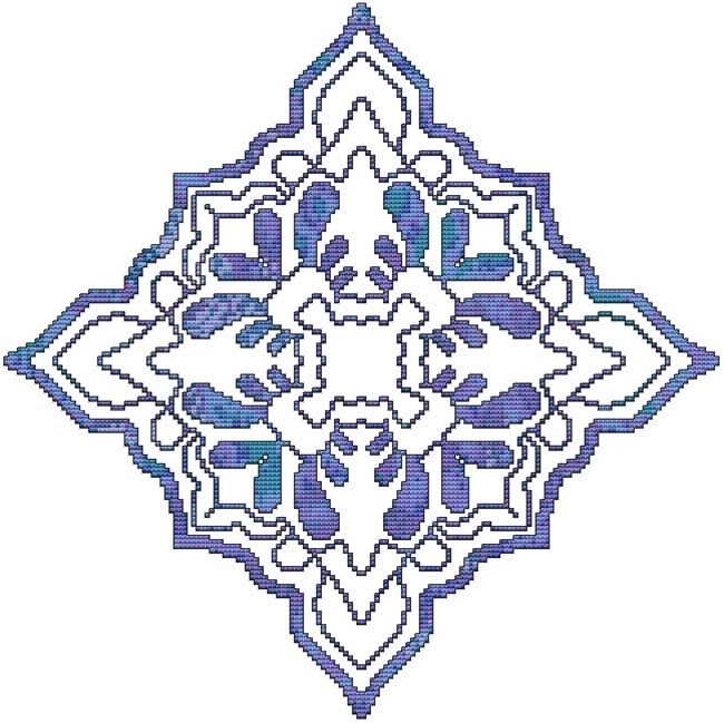 Blue Decorative Quilt Block 03 - Cross Stitch Wonders