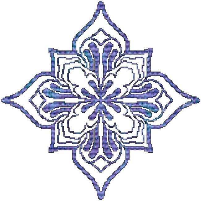 Blue Decorative Quilt Block 04 - Cross Stitch Wonders