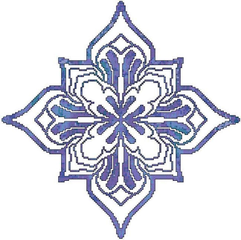 Blue Decorative Quilt Block 04 - Cross Stitch Wonders
